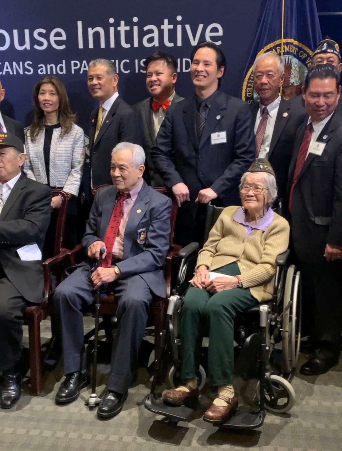 PHOTO: Robert M. Lee and Elsie Seetoo, front row, pose for photos with members of the Chinese American Citizens Alliance after being awarded with the Congressional Gold Medal in Washington, Jan. 29, 2019.