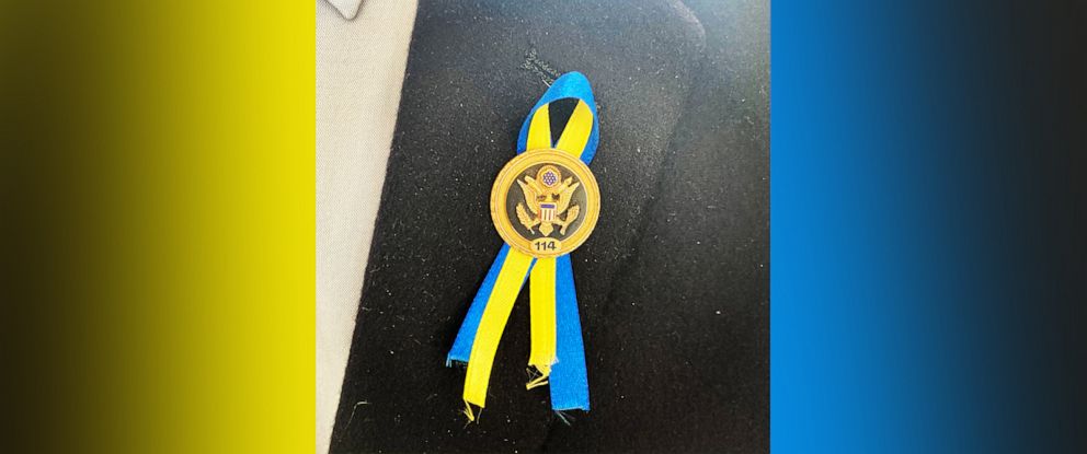 Yellow Ribbon with Support Our Troops on 1 1/4 Lapel Pin