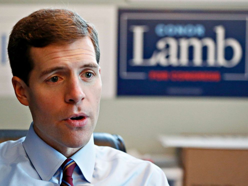 PHOTO: Conor Lamb, the Democratic candidate for the March 13 special election in Pennsylvanias 18th Congressional District, talks about his campaign at his headquarters, Feb. 7, 2018, in Mount Lebanon, Pa.
