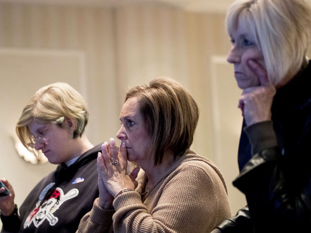 PHOTO: Supporters monitor election returns at an event for Conor Lamb, Democratic congressional candidate for Pennsylvanias 18th district, March 13, 2018 in Canonsburg, Pennsylvania.