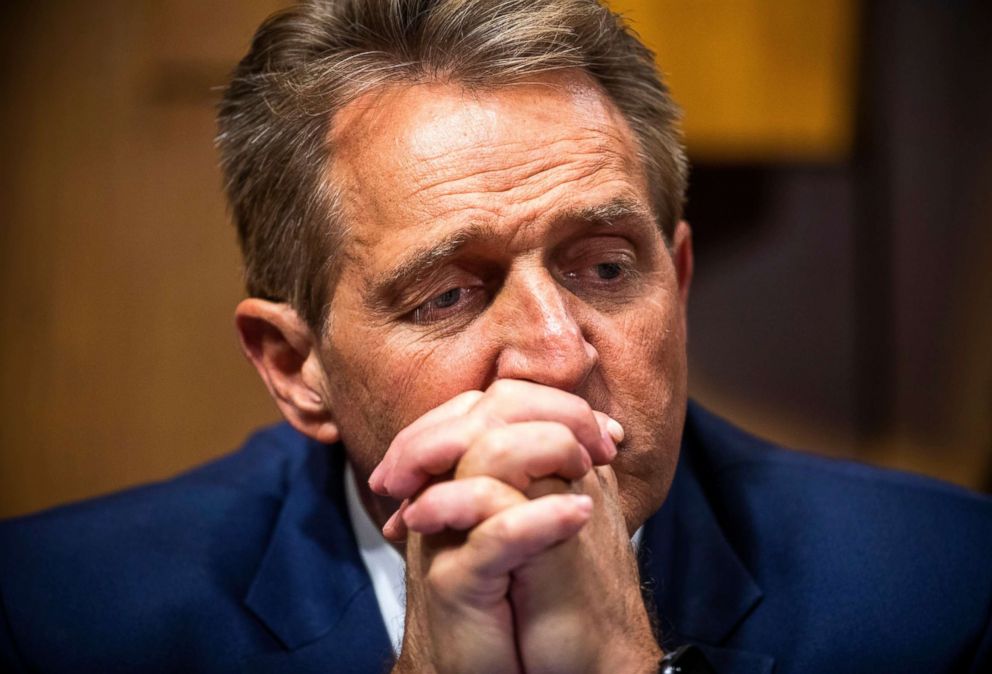 PHOTO: Republican Senator Jeff Flake during the Senate Judiciary Committee hearing on the nomination of Brett Kavanaugh to be a Supreme Court justice, Sept. 28, 2018.