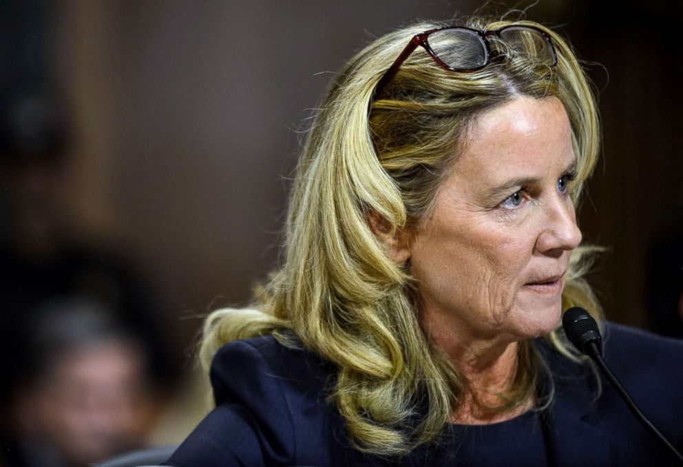 PHOTO: Christine Blasey Ford appears at a Senate Judiciary Committee hearing in Washington on Sept. 27, 2018.