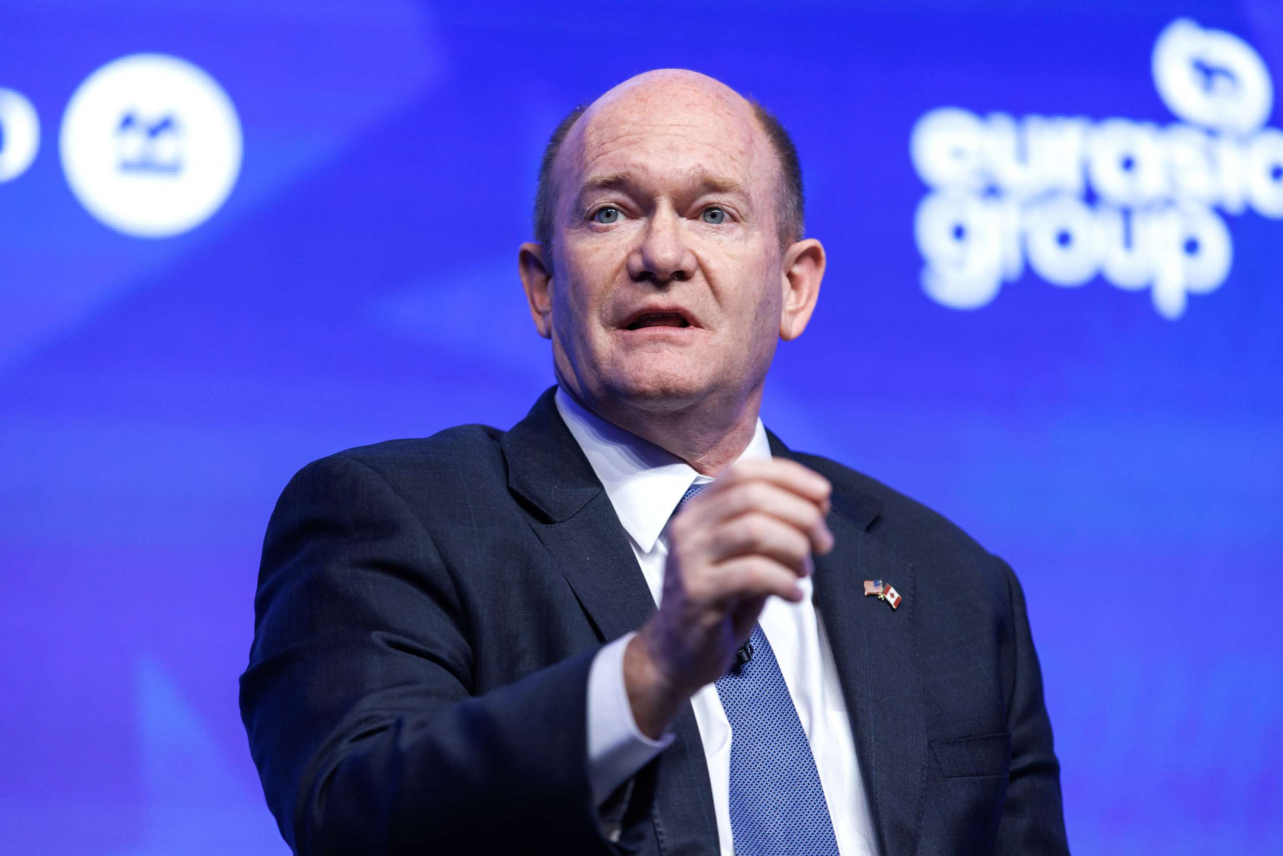 PHOTO: Sen. Chris Coons speaks during the US-Canada Summit in Toronto, April 4, 2023.