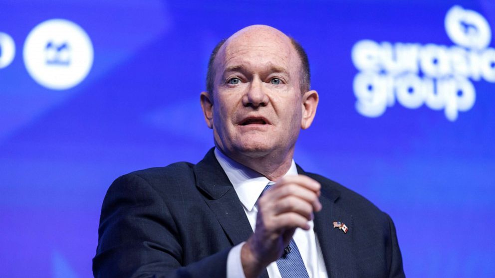 PHOTO: Sen. Chris Coons speaks during the US-Canada Summit in Toronto, April 4, 2023.