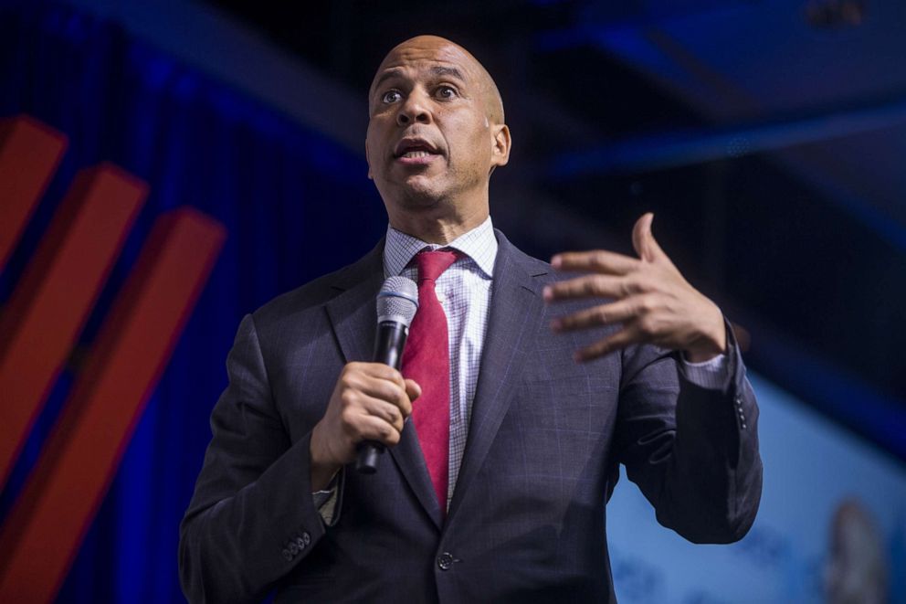 PHOTO: Democratic Presidential Candidate Sen. Cory Booker speaks during a presidential forum hosted by the Congressional Hispanic Caucus Institute, Sept. 10, 2019, in Washington, DC.