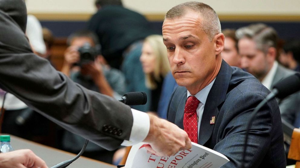 PHOTO: Corey Lewandowski, President Trump's former campaign manager and close confidant, is given a copy of the Mueller Report as he testifies before the U.S. House Judiciary Committee on Capitol Hill in Washington, Sept.17, 2019.