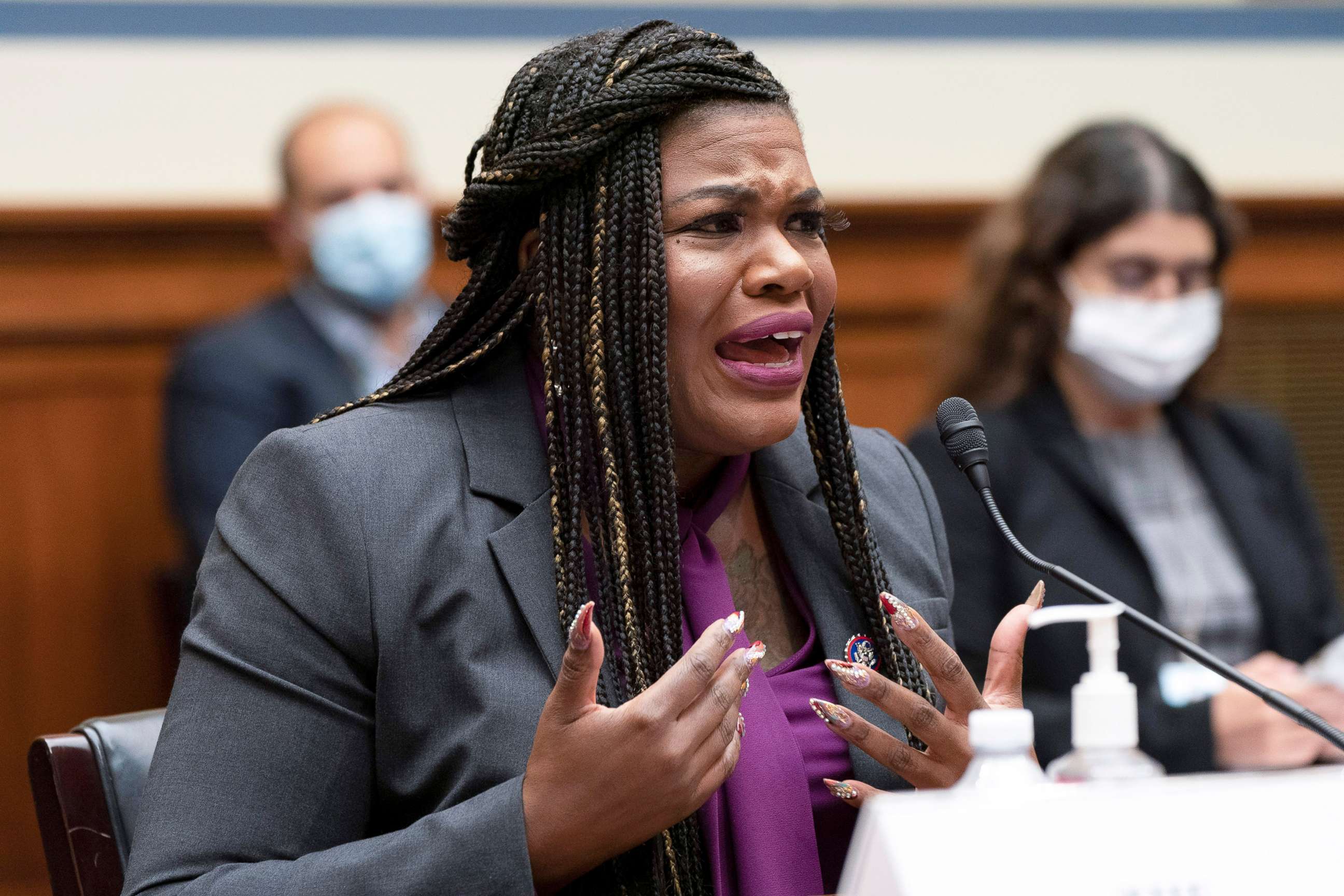 PHOTO: Rep. Cori Bush testifies about her decision to have an abortion after being raped, Sept. 30, 2021, during a House Committee on Oversight and Reform hearing on Capitol Hill in Washington, D.C.