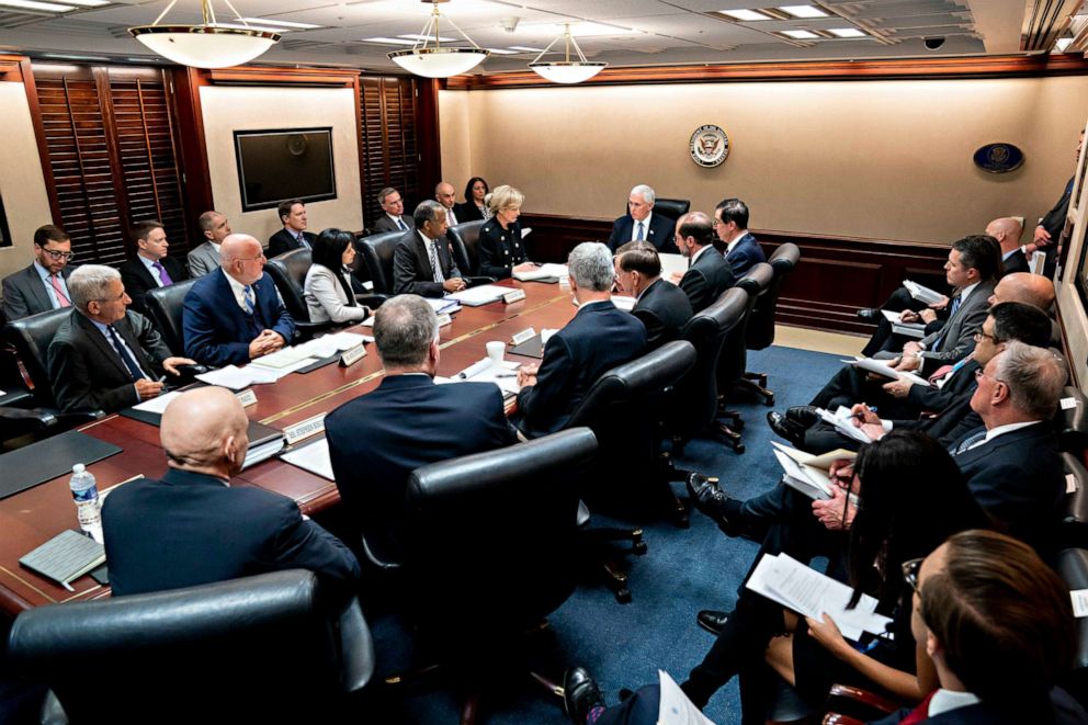 PHOTO: Vice President Mike Pence meets with the White House Coronavirus Task Force, March 2, 2020, in the White House Situation Room.