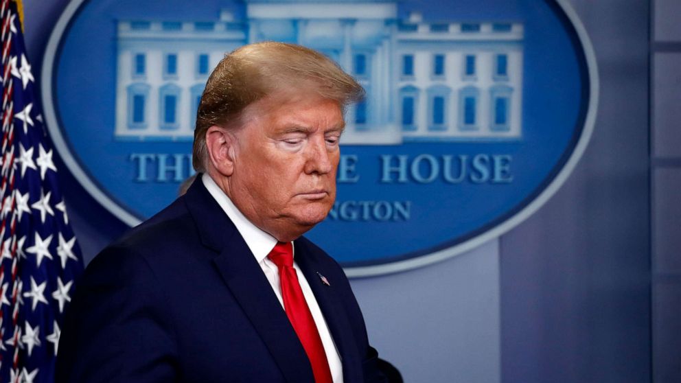 PHOTO: President Donald Trump arrives to speak about the coronavirus in the James Brady Briefing Room, March 24, 2020, in Washington.