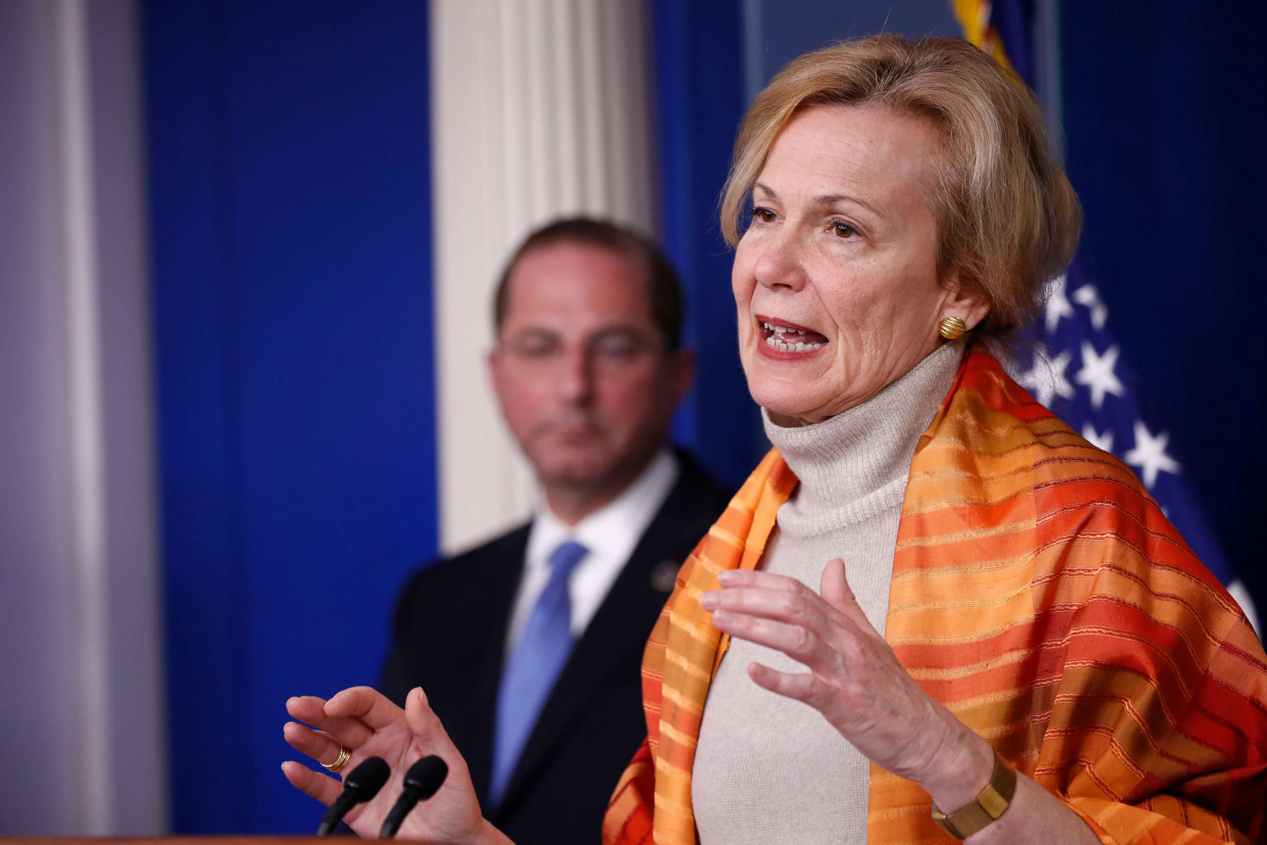 PHOTO: Dr. Deborah Birx, White House coronavirus response coordinator, speaks about the coronavirus in the James Brady Press Briefing Room of the White House,  April 3, 2020, in Washington.