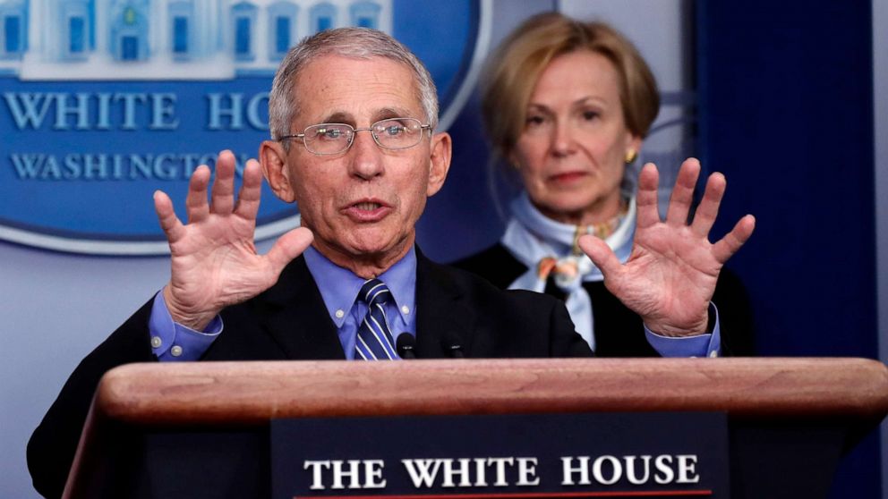 PHOTO: Dr. Anthony Fauci, director of the National Institute of Allergy and Infectious Diseases, speaks about the coronavirus in the James Brady Briefing Room, Tuesday, March 24, 2020, in Washington.