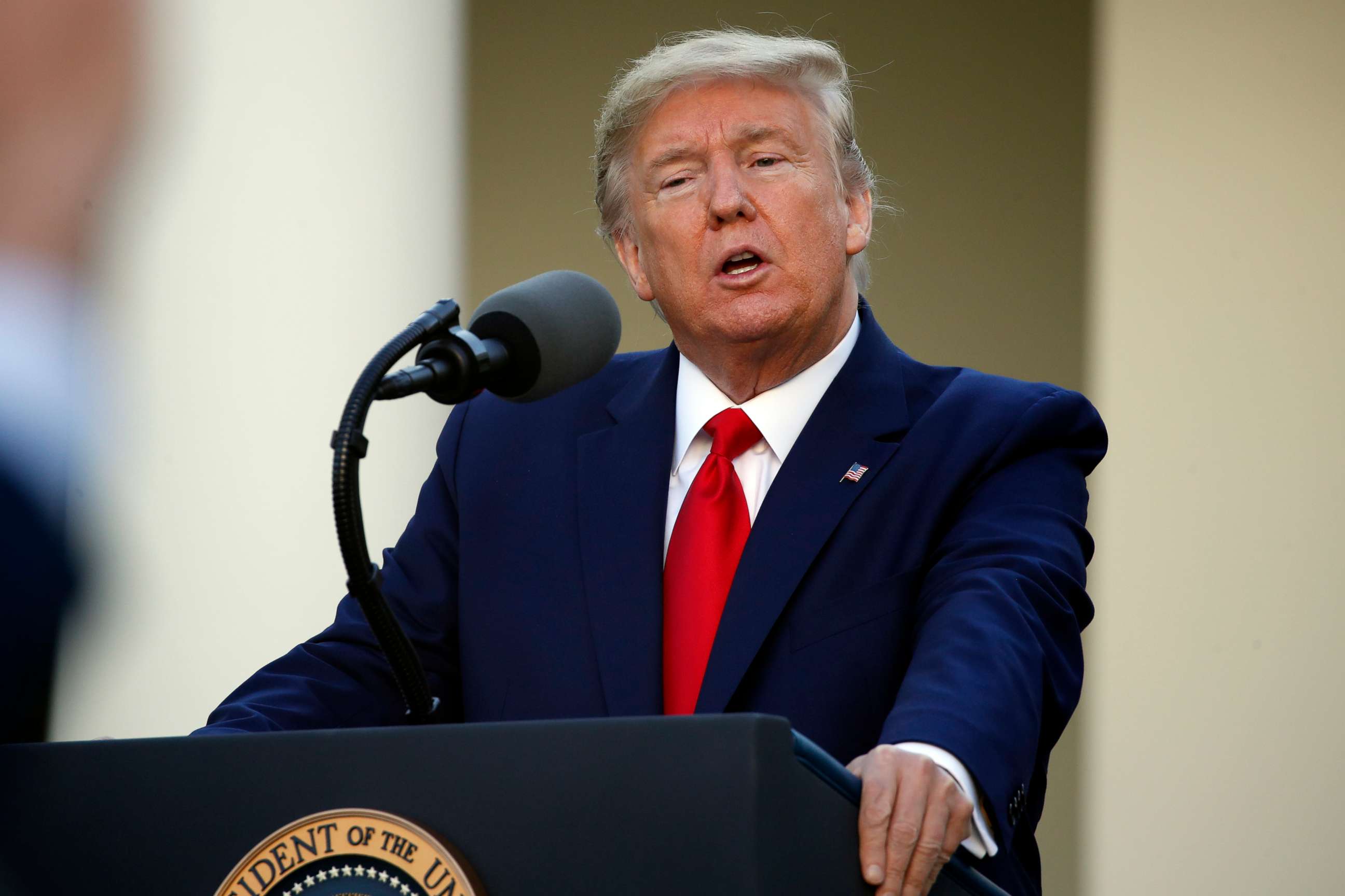 PHOTO: President Donald Trump speaks about the coronavirus in the Rose Garden of the White House, March 30, 2020, in Washington.