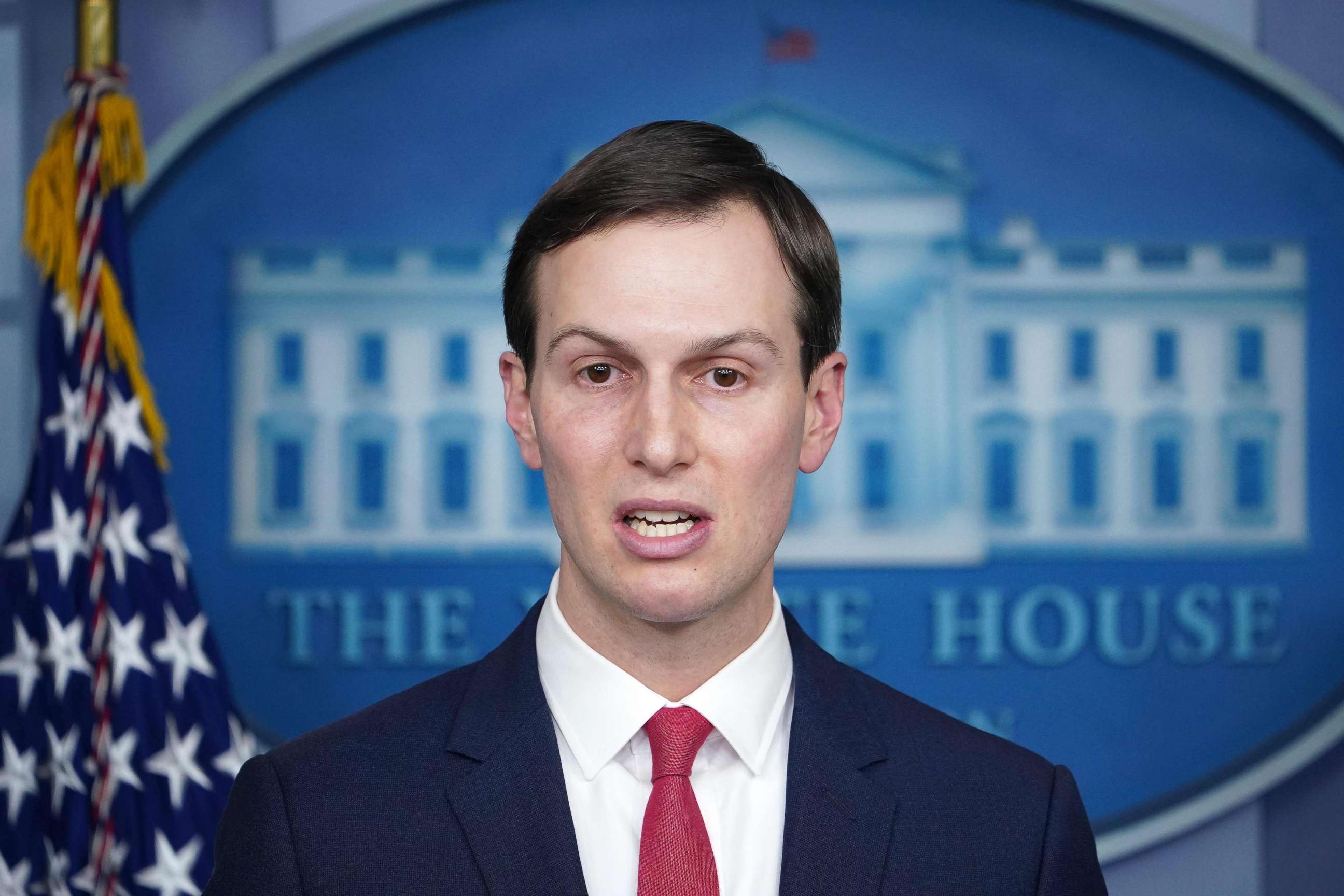 PHOTO: Senior Advisor to the President Jared Kushner speaks during the daily briefing on the novel coronavirus, COVID-19, in the Brady Briefing Room at the White House on April 2, 2020, in Washington.