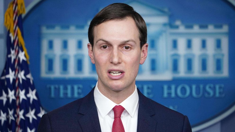 PHOTO: Senior Advisor to the President Jared Kushner speaks during the daily briefing on the novel coronavirus, COVID-19, in the Brady Briefing Room at the White House on April 2, 2020, in Washington.
