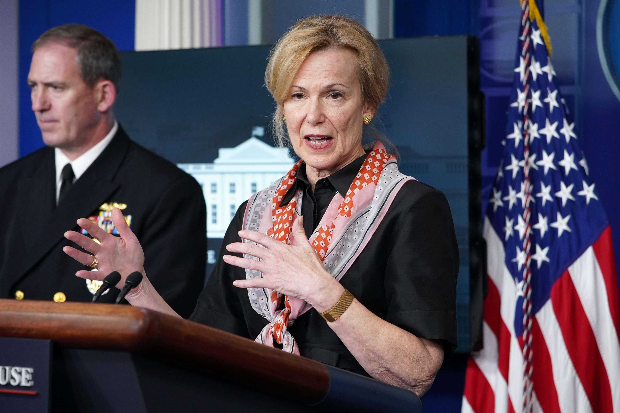 PHOTO: Response coordinator for White House Coronavirus Task Force Deborah Birx speaks during the daily briefing on the novel coronavirus, COVID-19, in the Brady Briefing Room at the White House on April 2, 2020, in Washington.