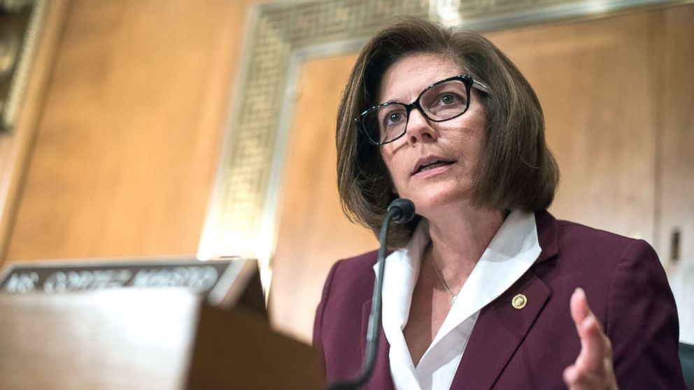 Sen. Catherine Cortez Masto questions Treasury Secretary Steve Mnuchin during a Senate Banking Committee hearing May 18, 2017.