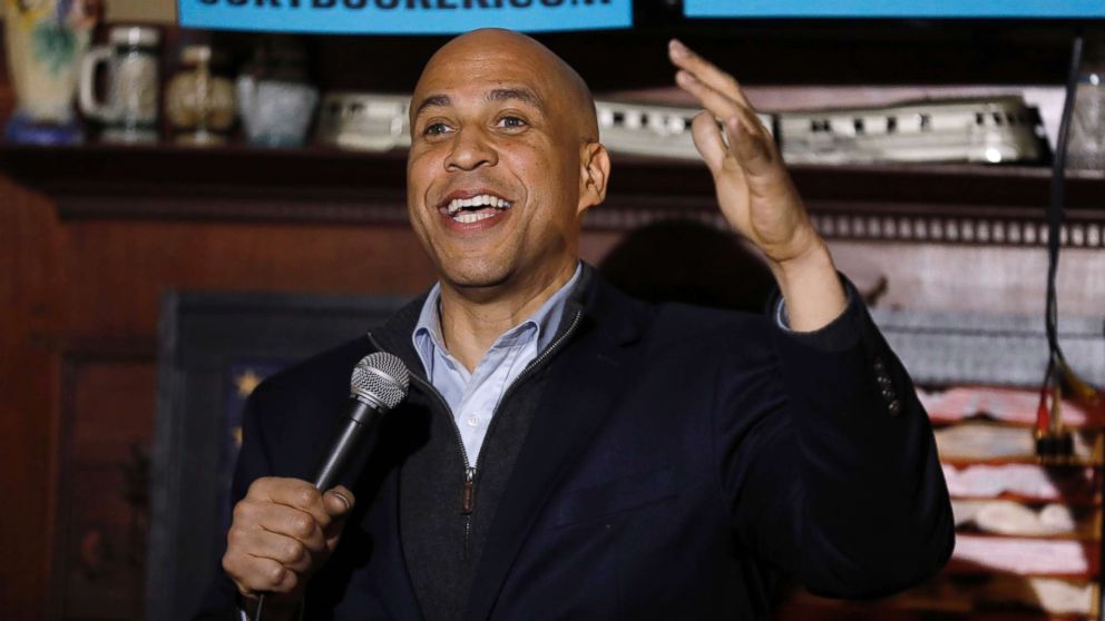 PHOTO: Sen. Cory Booker, D-N.J., speaks during a meet and greet with local residents, Feb. 9, 2019, in Marshalltown, Iowa.