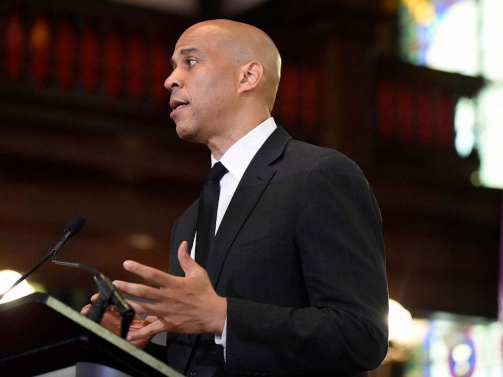 PHOTO: Democratic presidential candidate, Sen. Cory Booker speaks about gun violence and white supremacy in the sanctuary of Mother Emanuel AME on Aug. 7, 2019, in Charleston, S.C.