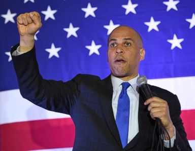 PHOTO: Sen. Cory Booker speaks at his Conversation with Cory campaign event at the Nevada Partners Event Center, Feb. 24, 2019, in North Las Vegas, Nevada.