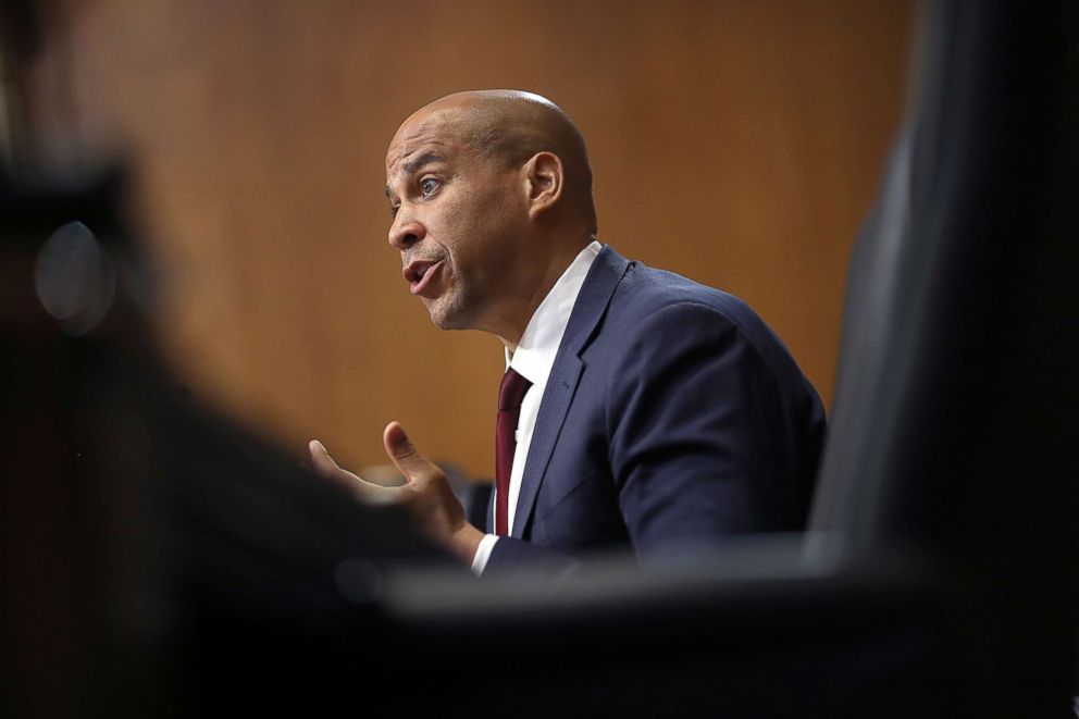 PHOTO: Sen. Cory Booker questions acting EPA Administrator Andrew Wheeler during a hearing held by the the Senate Environment and Public Works Committee, Aug. 1, 2018, in Washington, DC.