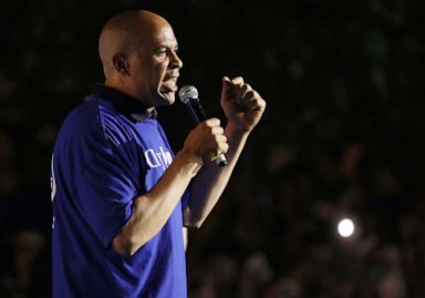 PHOTO: Democratic presidential candidate Sen. Cory Booker speaks at Rep. Jim Clyburns World Famous Fish Fry on June 21, 2019 in Columbia, S.C.