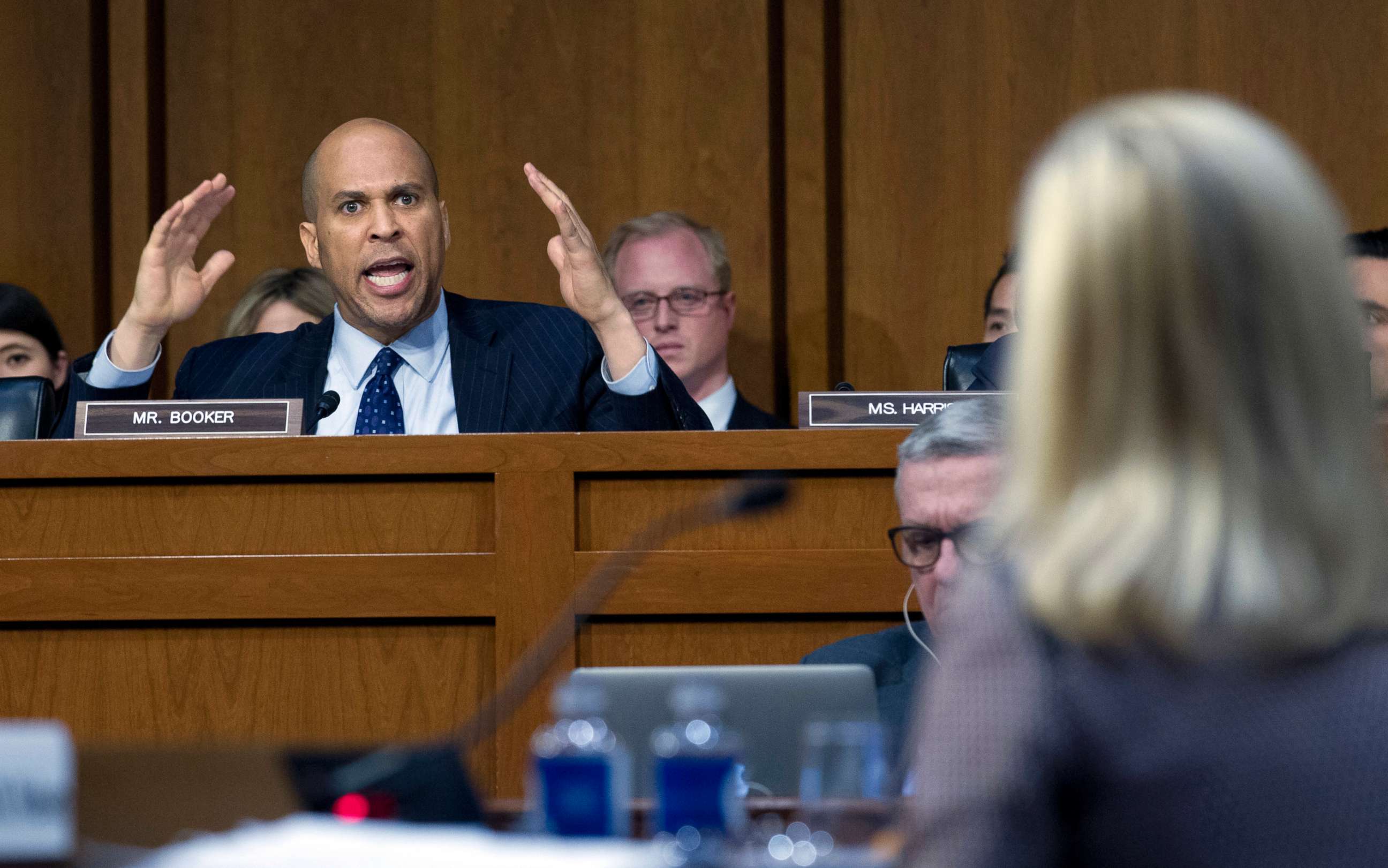 PHOTO: Sen. Cory Booker questions Homeland Security Secretary Kirstjen Nielsen during a hearing before the Senate Judiciary Committee on Capitol Hill, Jan. 16, 2018, in Washington.