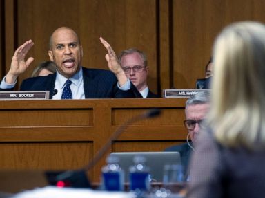 PHOTO: Sen. Cory Booker questions Homeland Security Secretary Kirstjen Nielsen during a hearing before the Senate Judiciary Committee on Capitol Hill, Jan. 16, 2018, in Washington.