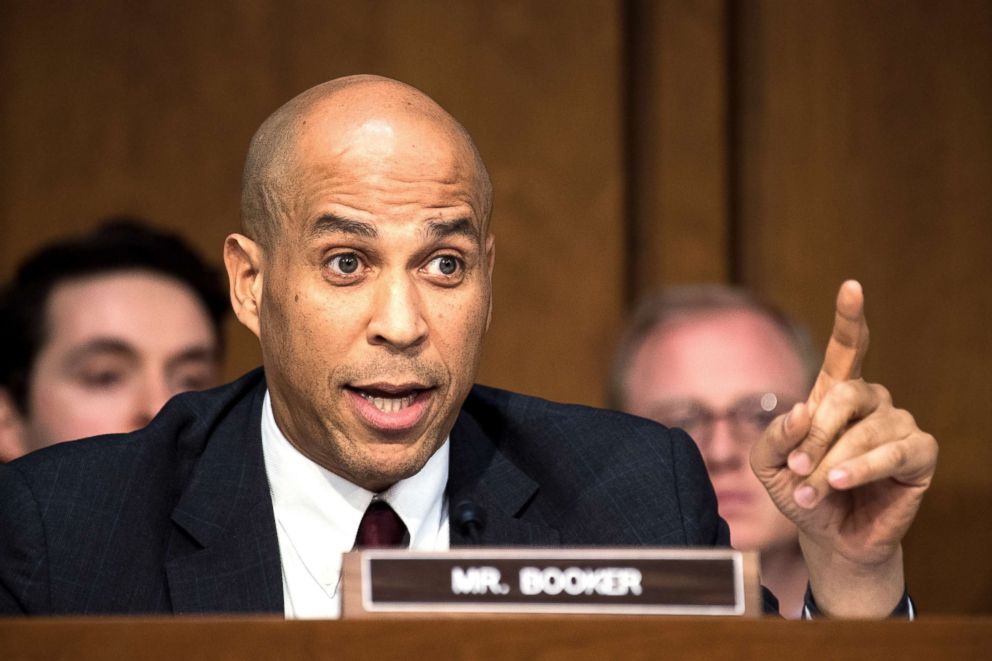 PHOTO: Sen. Cory Booker questions William P. Barr, nominee to he Attorney General of the U.S., during his confirmation hearing in the Senate Judiciary Committee, Jan. 15, 2019.