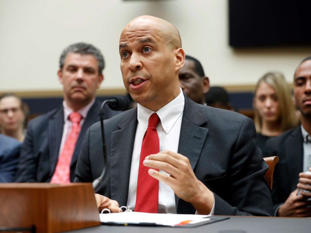 PHOTO: Sen. Cory Booker testifies about reparation for the descendants of slaves during a hearing before the House Judiciary Subcommittee on the Constitution, Civil Rights and Civil Liberties, at the Capitol in Washington, June 19, 2019.