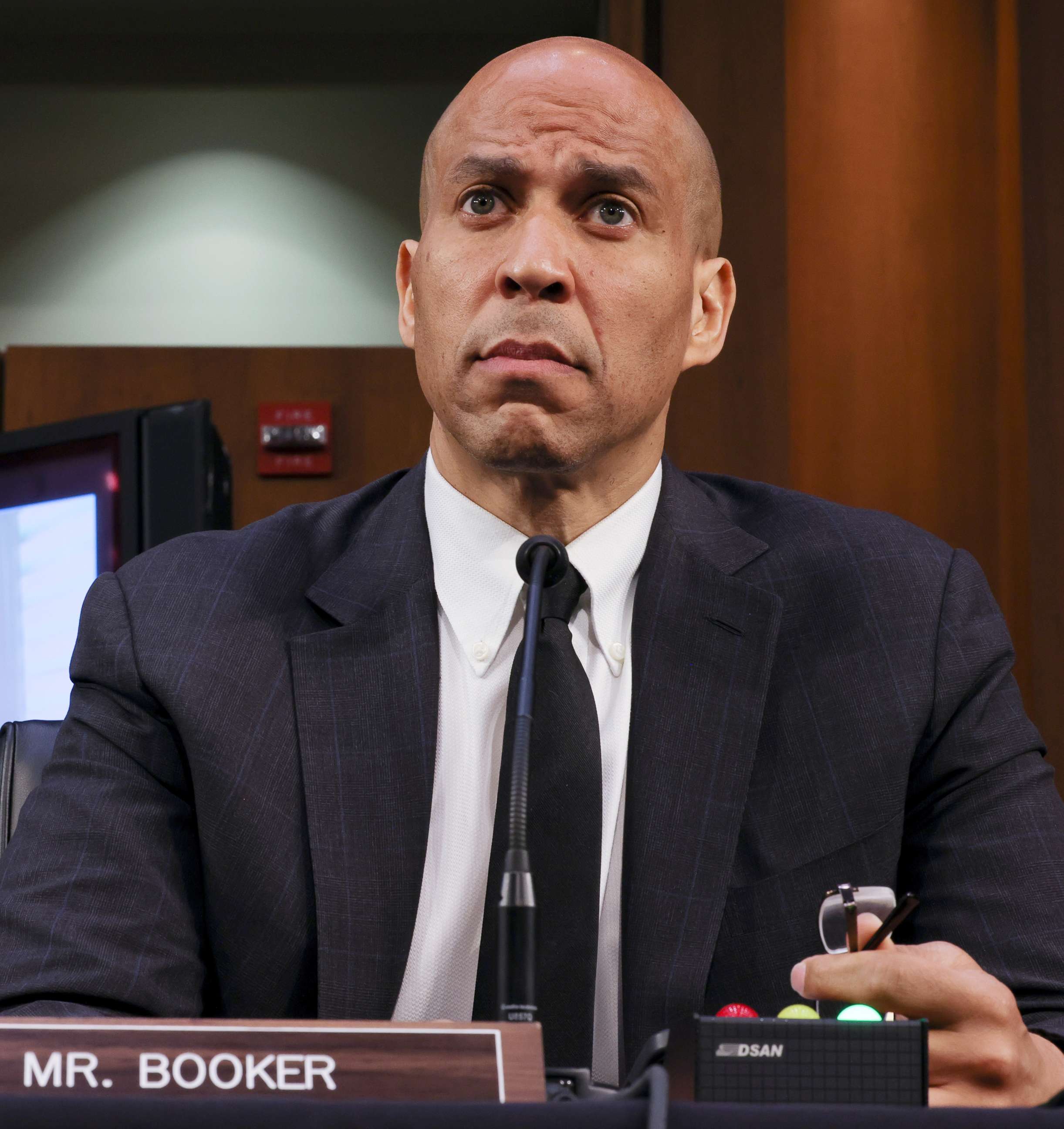 PHOTO: Sen. Cory Booker attends a Senate Judiciary Committee hearing on Capitol Hill in Washington, April 20, 2021.