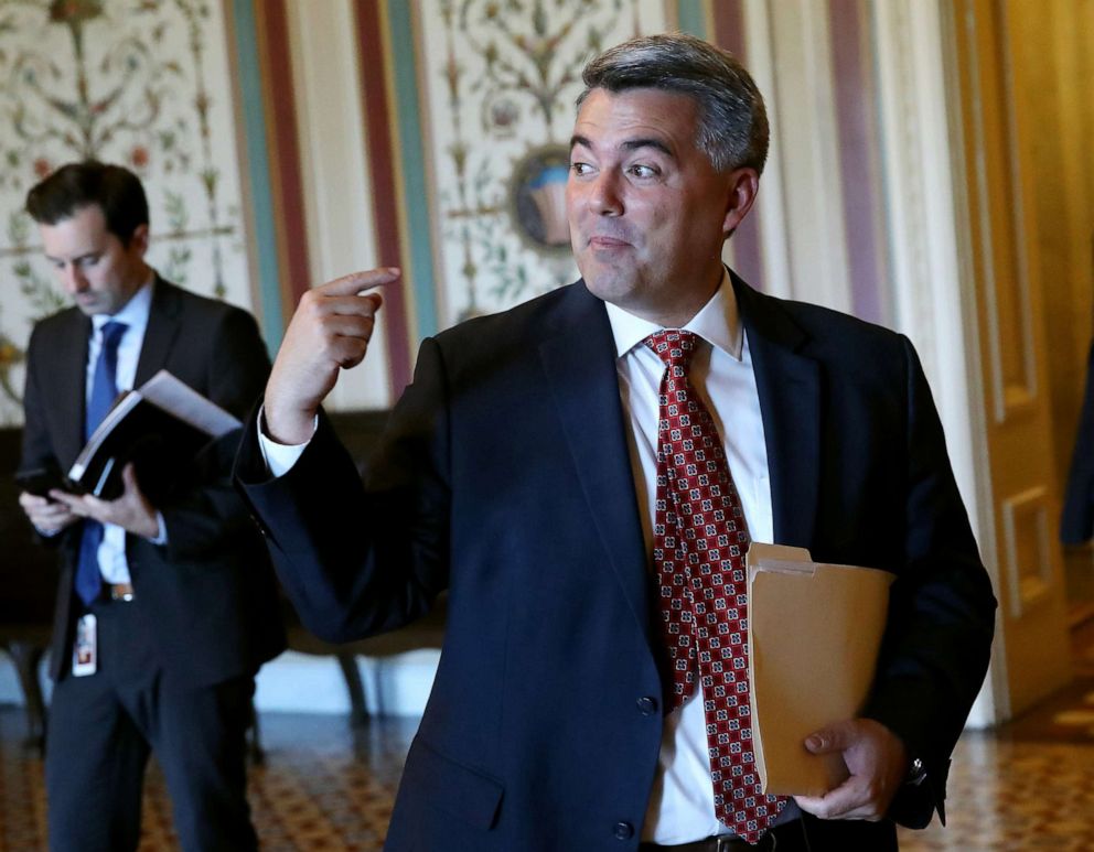 PHOTO: Sen. Cory Gardner arrives for a vote on the budget agreement at the U.S. Capitol on August 1, 2019, in Washington, D.C.