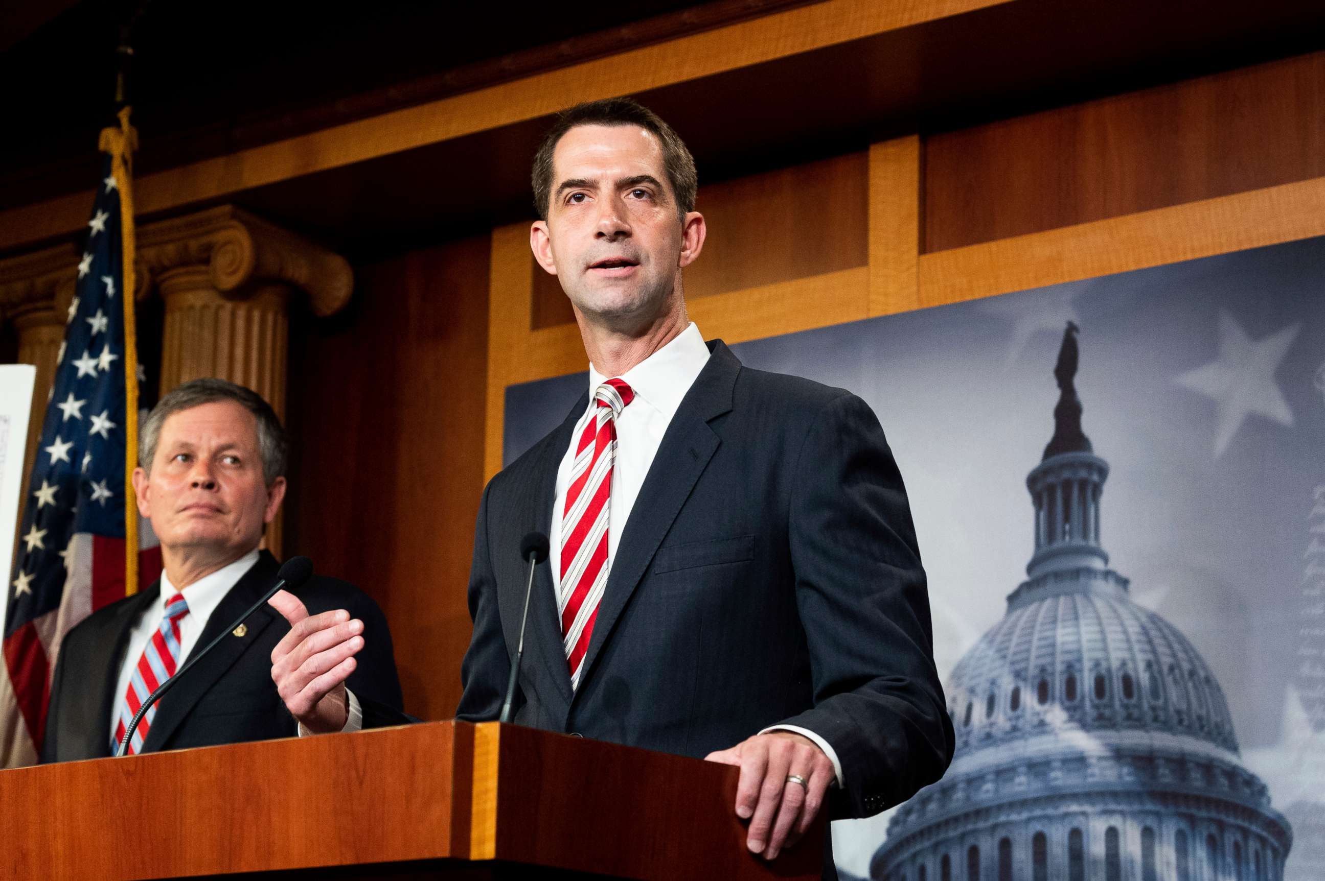 PHOTO: Senator Tom Cotton speaks at a press conference against the District of Columbia becoming a state.
