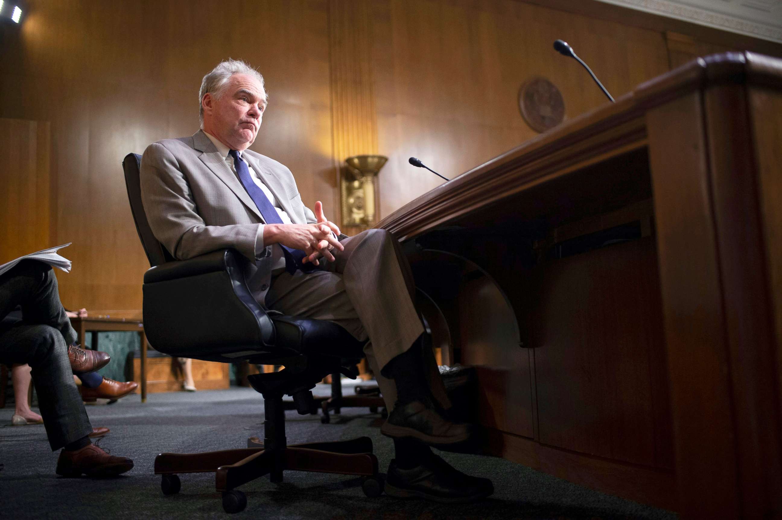 PHOTO: Sen. Tim Kaine attends a hearing at the Capitol in Washington, April 26, 2022.