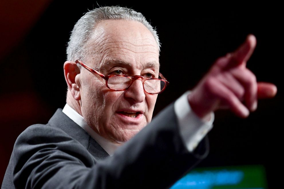 PHOTO: Senate Minority Leader Chuck Schumer speaks during a news conference at the Capitol, Dec. 8, 2020.