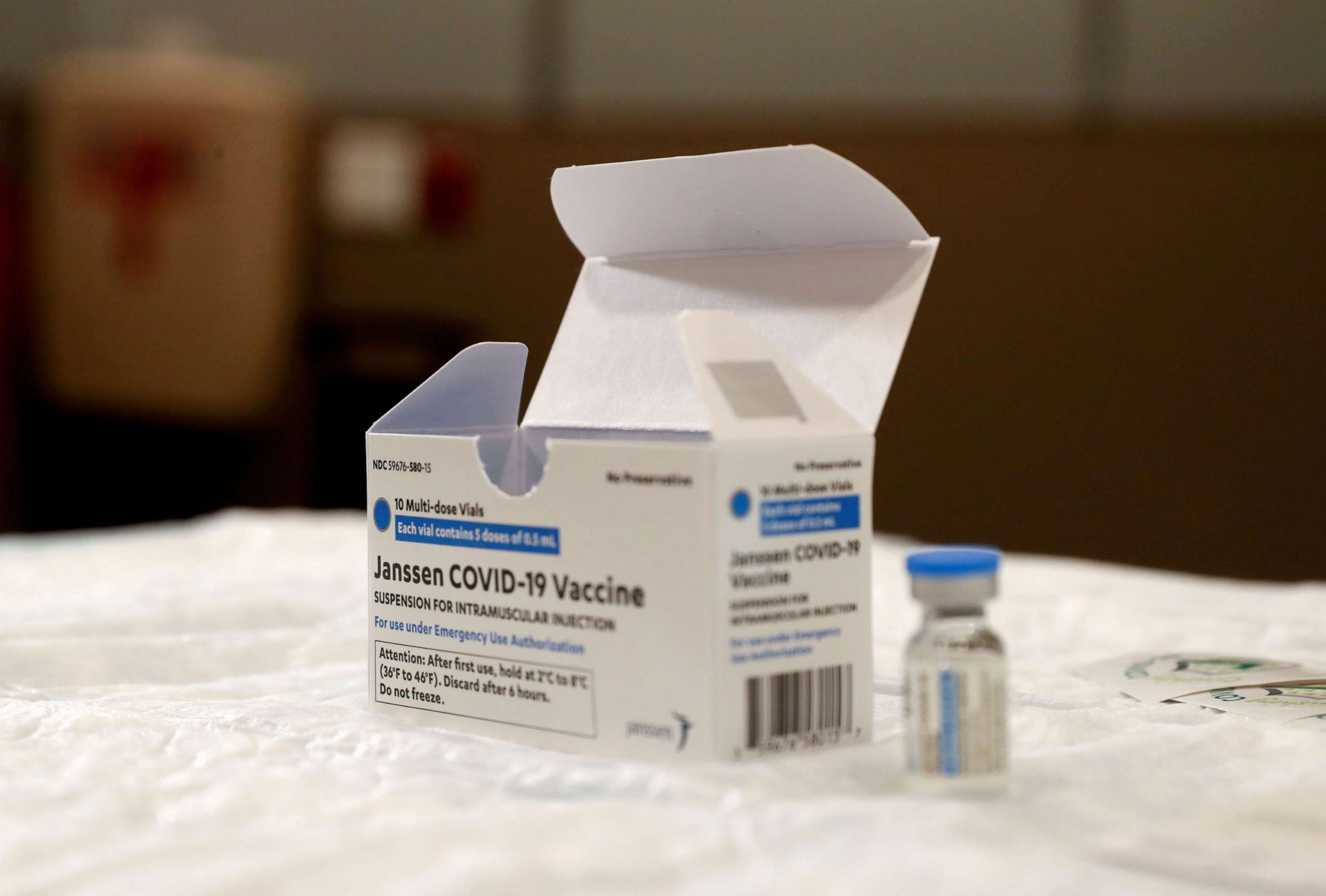 PHOTO: In this March 3, 2021, file photo, a vial of the Johnson & Johnson's COVID-19 vaccine is seen at Northwell Health's South Shore University Hospital in Bay Shore, N.Y.