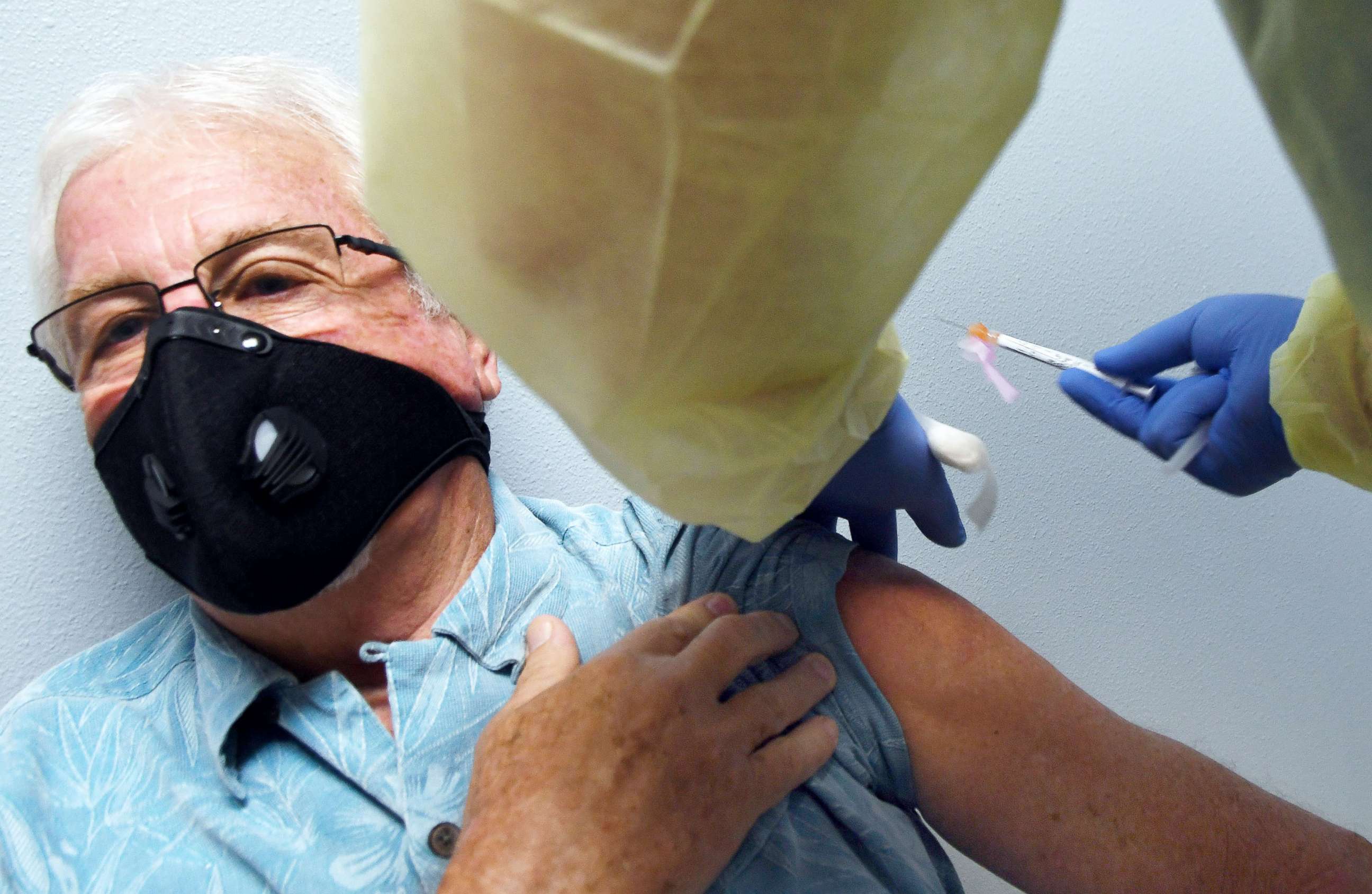 PHOTO: A dose of COVID-19 vaccine is administered during a clinical trial sponsored by Moderna at Accel Research Sites in DeLand, Fla., Aug. 4, 2020.