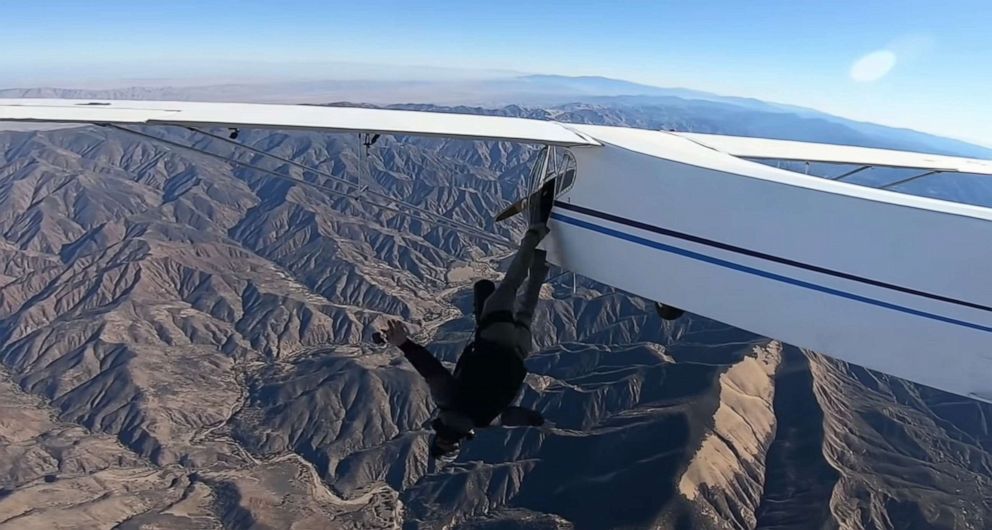 PHOTO: Trevor Jacob in a video still as he jumped from his plane.