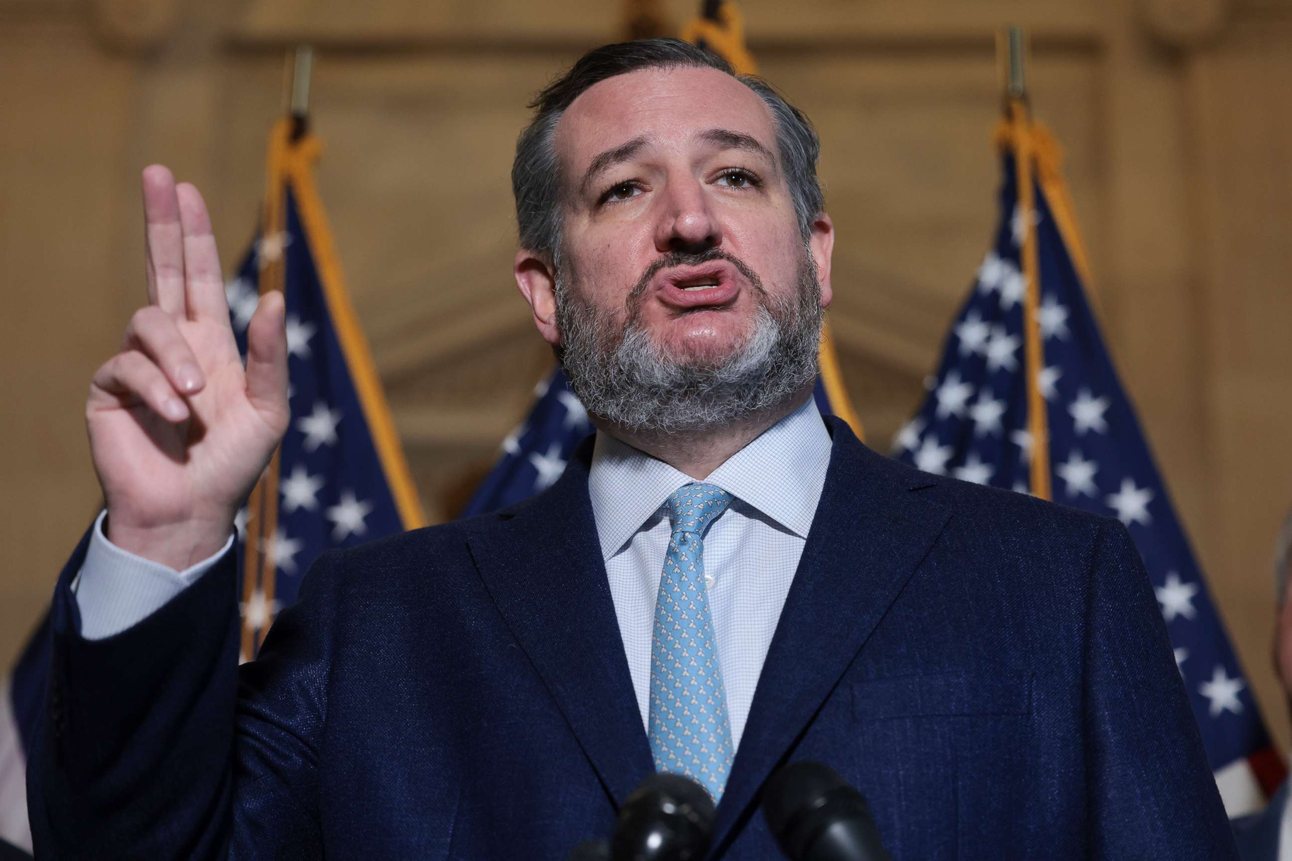 PHOTO: Sen. Ted Cruz speaks during a press conference on Capitol Hill, Feb. 9, 2022.