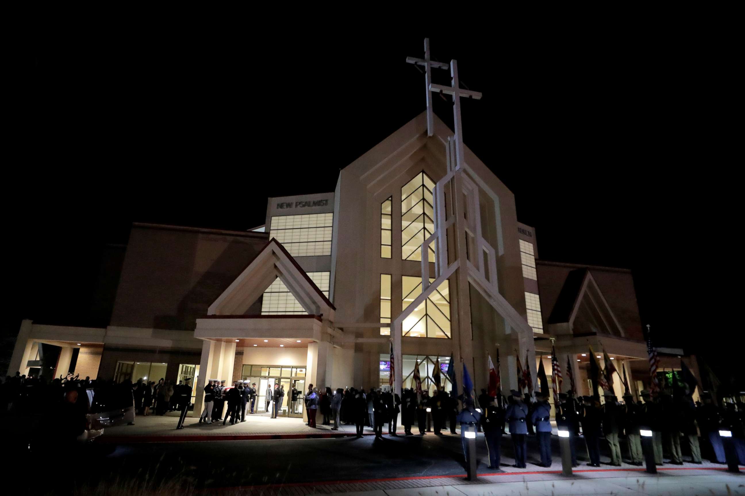 PHOTO: Pallbearers carry the casket containing the body of the late Rep. Elijah Cummings into the New Psalmist Baptist Church, Oct. 25, 2019, in Baltimore, ahead of his funeral.