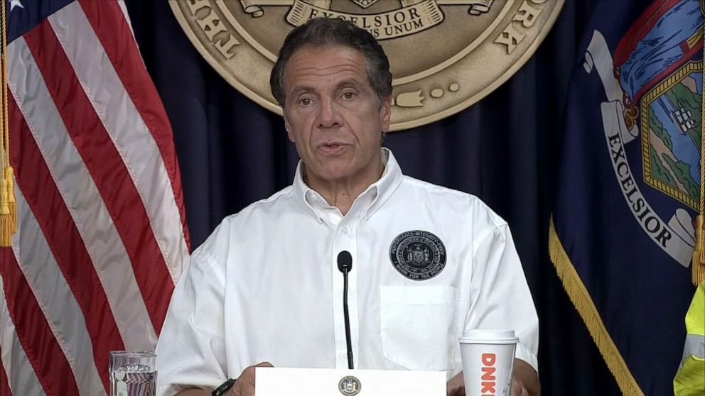 PHOTO: NY Gov. Andrew Cuomo gives an update on Tropical Storm Henri during a press conference, Aug. 22, 2021.