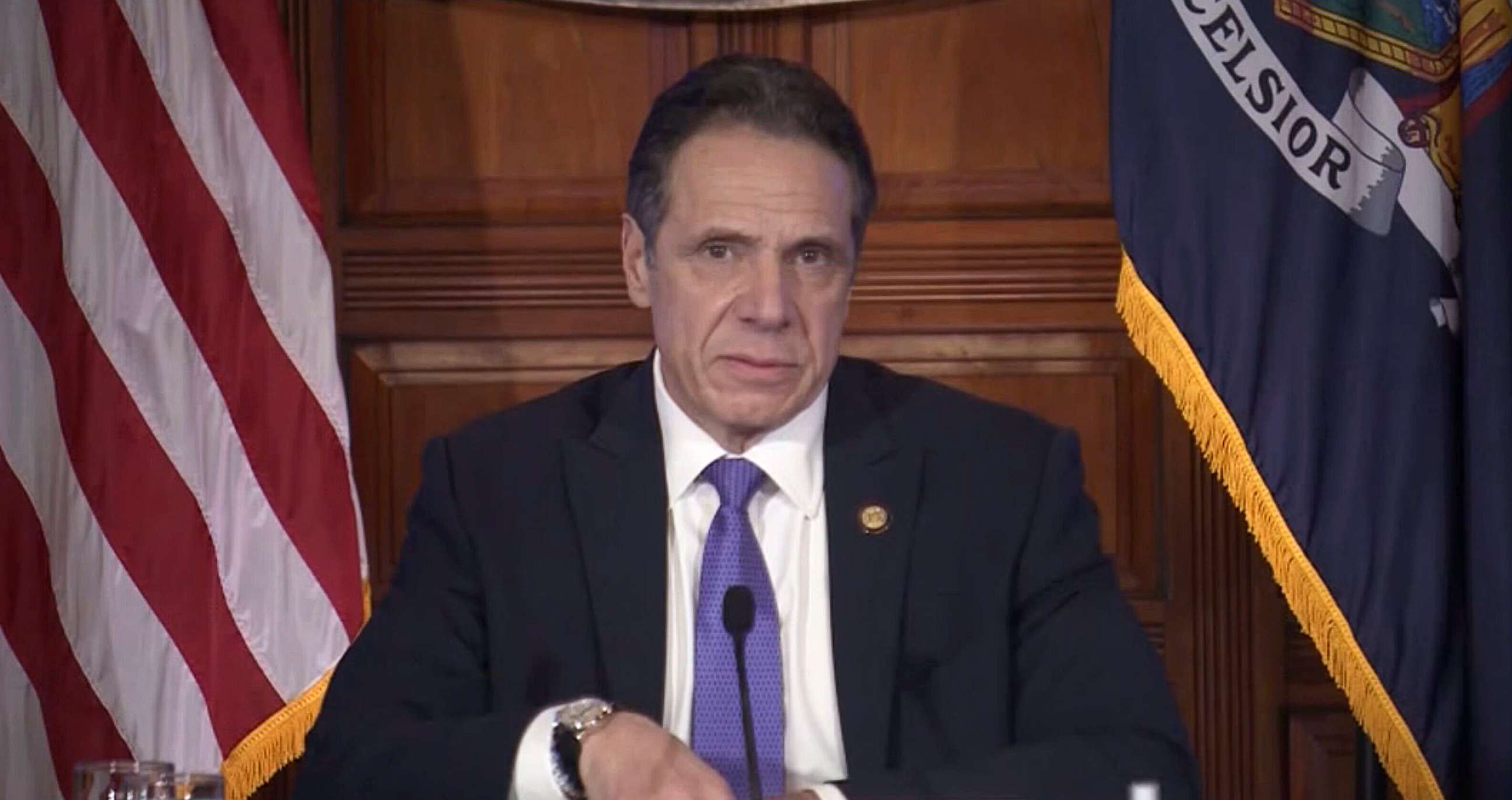 PHOTO: New York Governor Andrew Cuomo speaks during a press conference to provide updates on the state of New York's COVID-19 response on March 12, 2021 in New York City. 