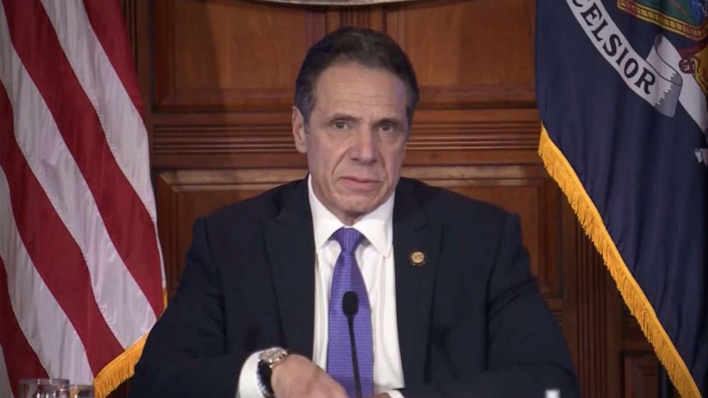 PHOTO: New York Governor Andrew Cuomo speaks during a press conference to provide updates on the state of New York's COVID-19 response on March 12, 2021 in New York City. 