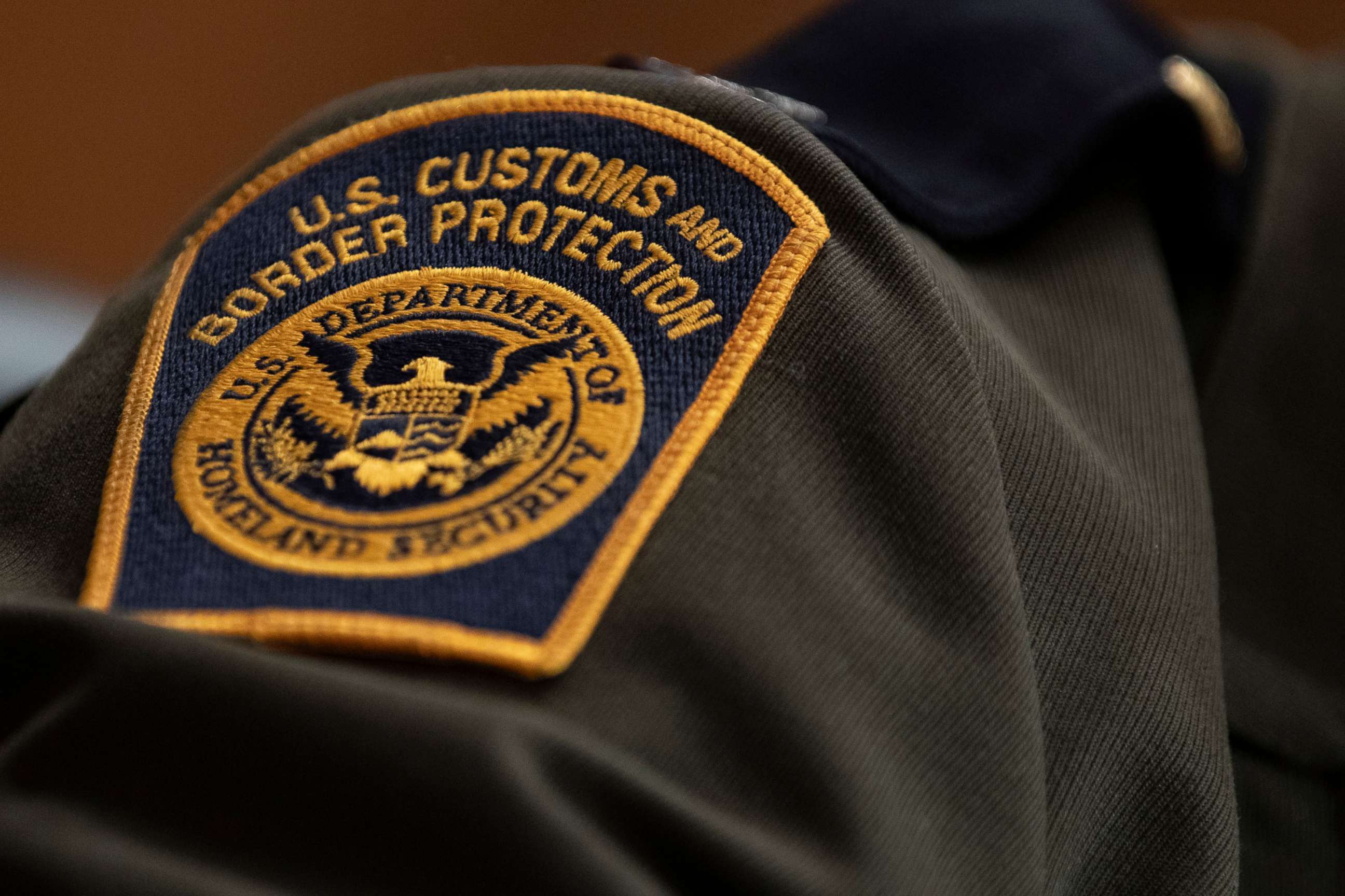 PHOTO: In this April 9, 2019, file photo, taken in Washington D.C., a U.S. Customs and Border Protection patch is shown on the uniform of a patrol agent for the U.S. Border Patrol.