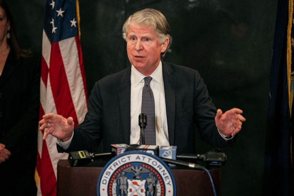 PHOTO: Manhattan District Attorney Cy Vance speaks at a press conference at New York City Criminal Court following the conclusion of the Harvey Weinstein trial on Feb. 24, 2020, in New York.