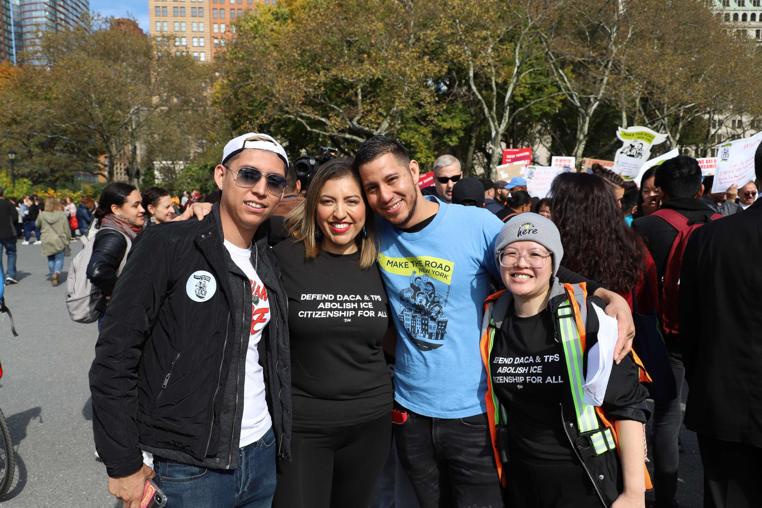 PHOTO: Dozens of young immigrants and their supporters begin a march from New York City to Washington, D.C., to defend DACA and TPS on Oct. 26, 2019.