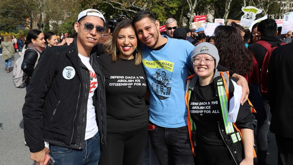 PHOTO: Dozens of young immigrants and their supporters begin a march from New York City to Washington, D.C., to defend DACA and TPS on Oct. 26, 2019.