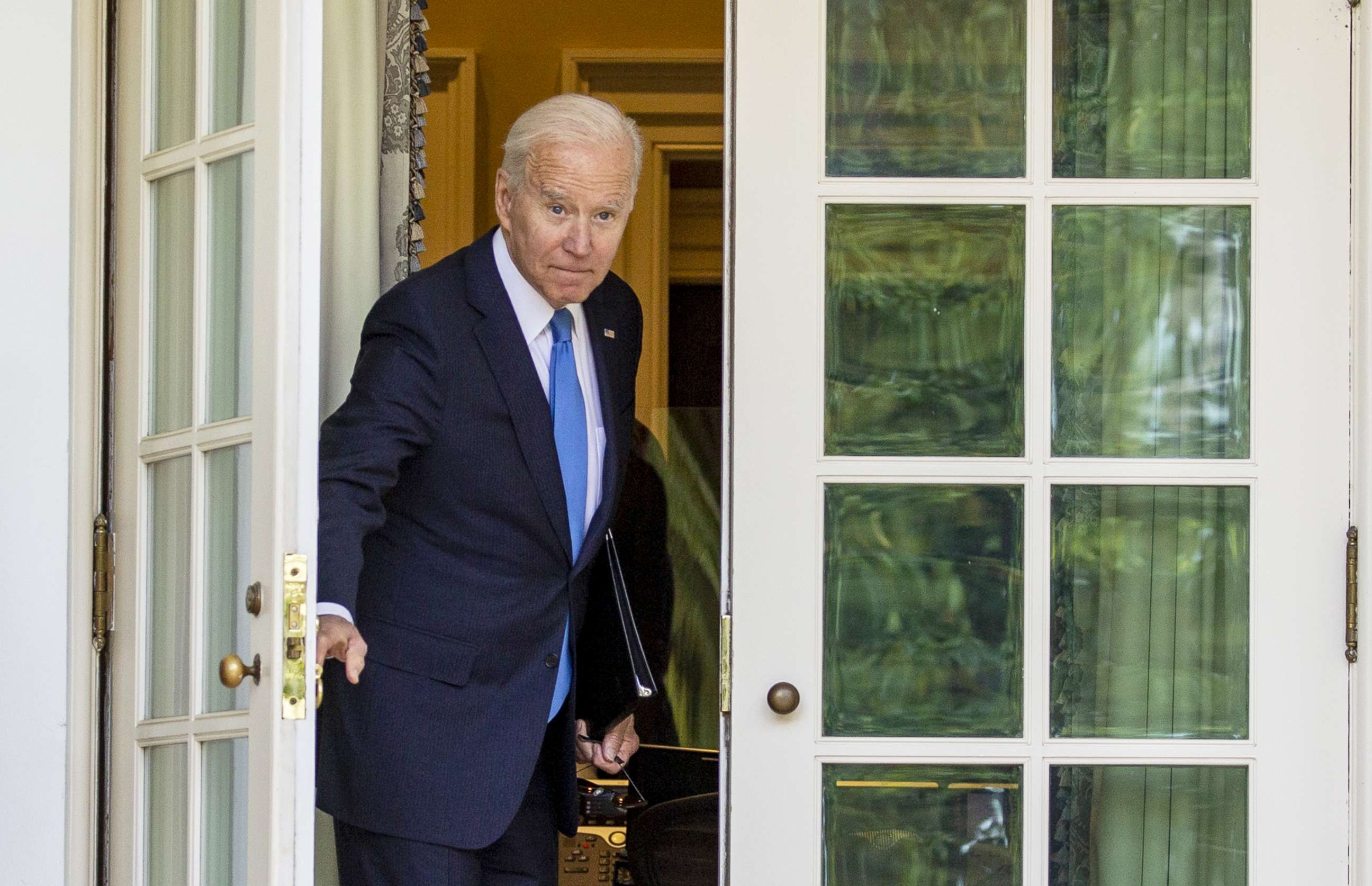 PHOTO: President Joe Biden departs the Rose Garden after speaking at the White House, May 13, 2021.