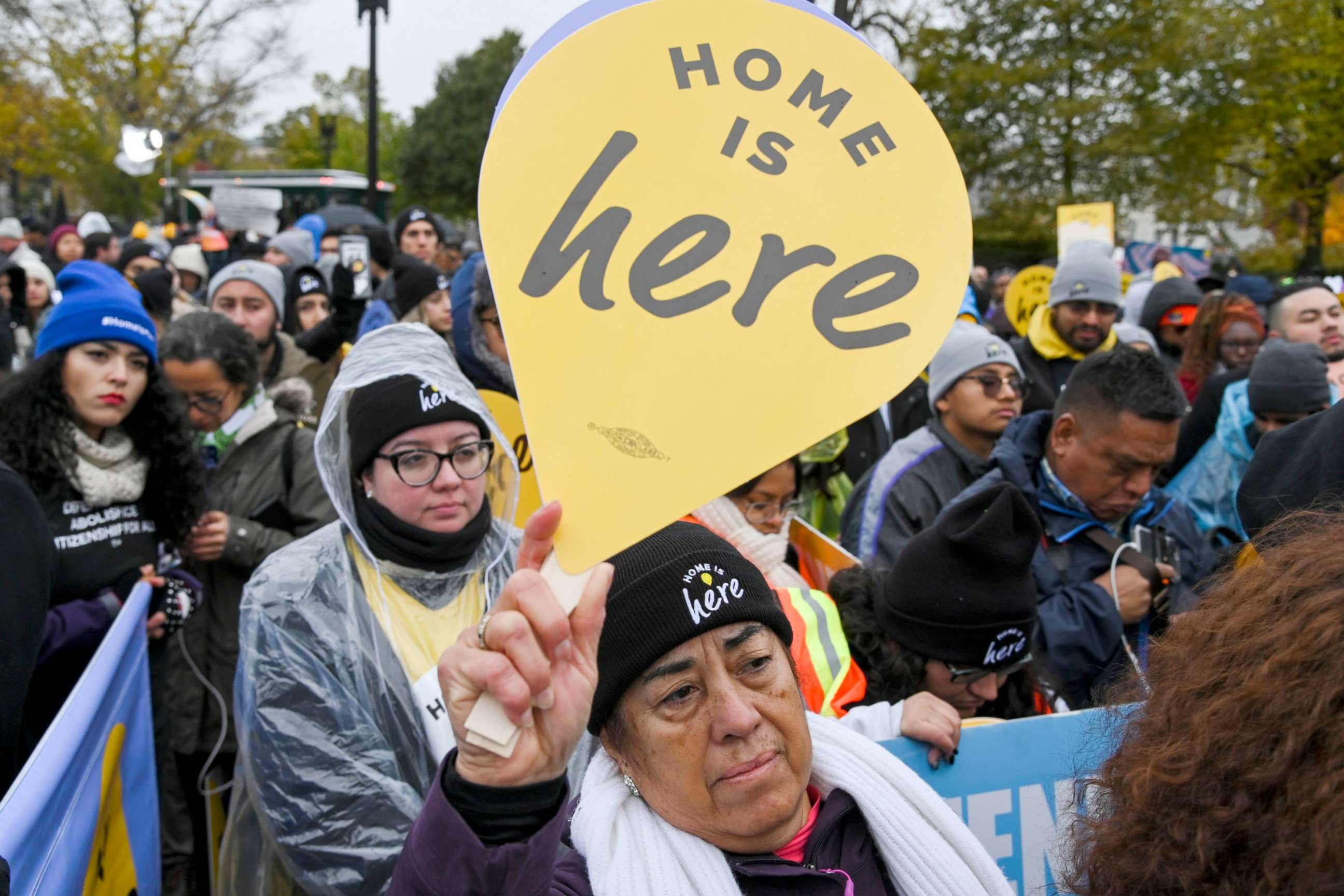 PHOTO: Demonstrators gather in front of the United States Supreme Court, where the Court is hearing arguments on Deferred Action for Childhood Arrivals, Washington, Nov. 12, 2019.