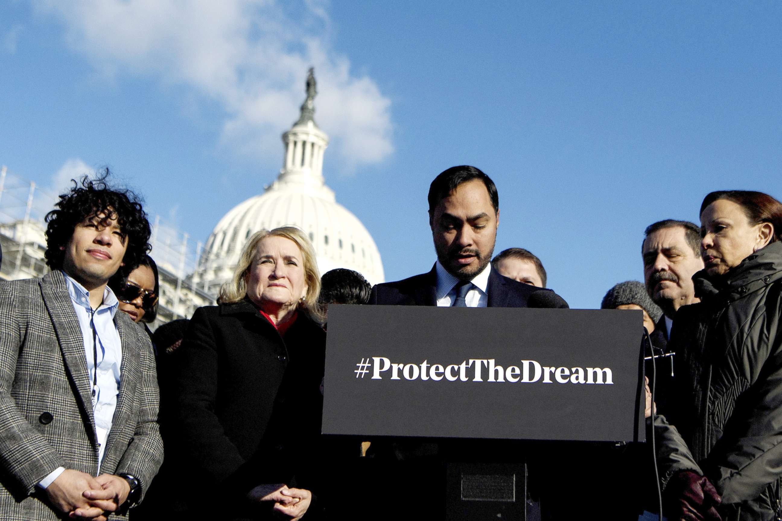 PHOTO: Chairman of the Congressional Hispanic Caucus Rep. Joaquin Castro participates in an event with DACA, TPS, and DED recipients on Capitol Hill, Washington, D.C., March 6, 2019