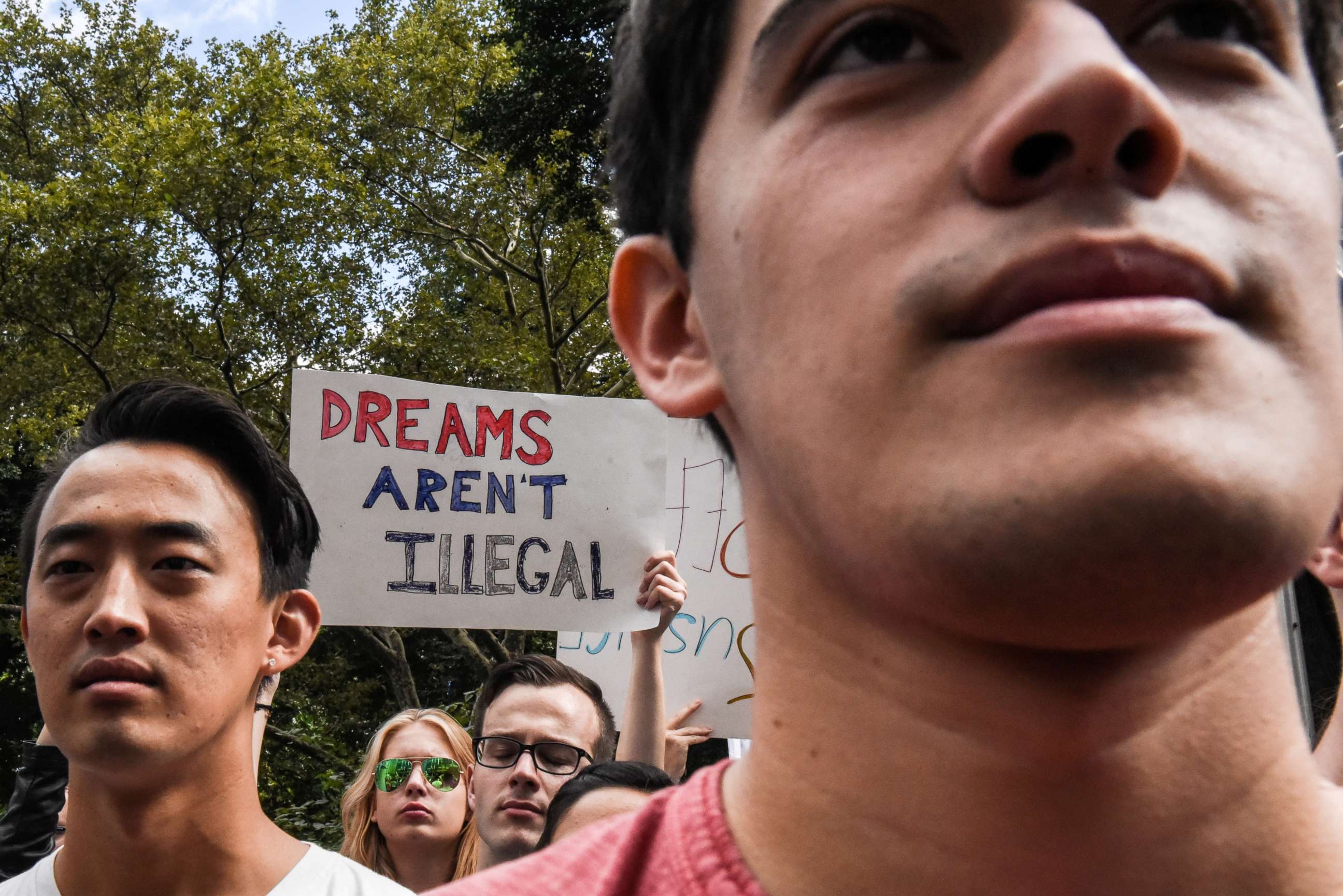 PHOTO: People participate in a protest in defense of the Deferred Action for Childhood Arrivals program or DACA in New York, Sept. 9, 2017.